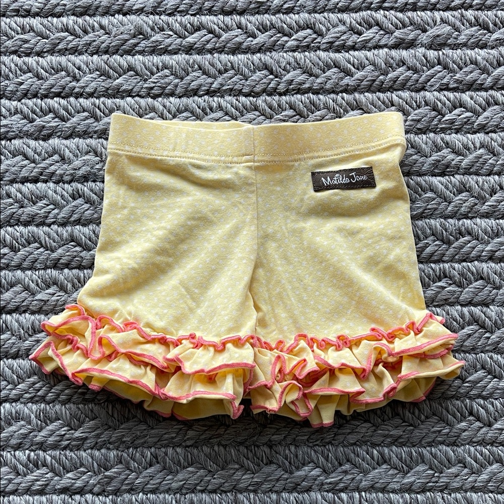 Matilda Jane Light Yellow Ruffle Trim Shorts, size 2T